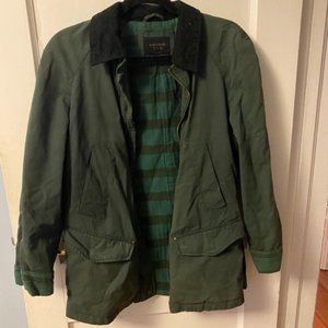 Green Zara jacket with black corduroy collar
